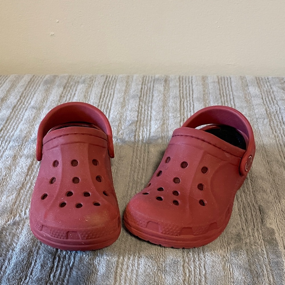 CROCS Kids Red Sandals with fleece lining